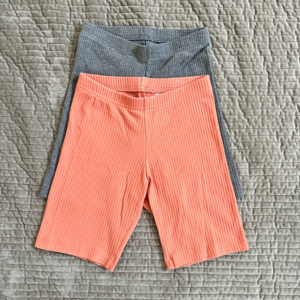 Old Navy Girls M (8) Ribbed Biker Shorts - Coral and Charcoal